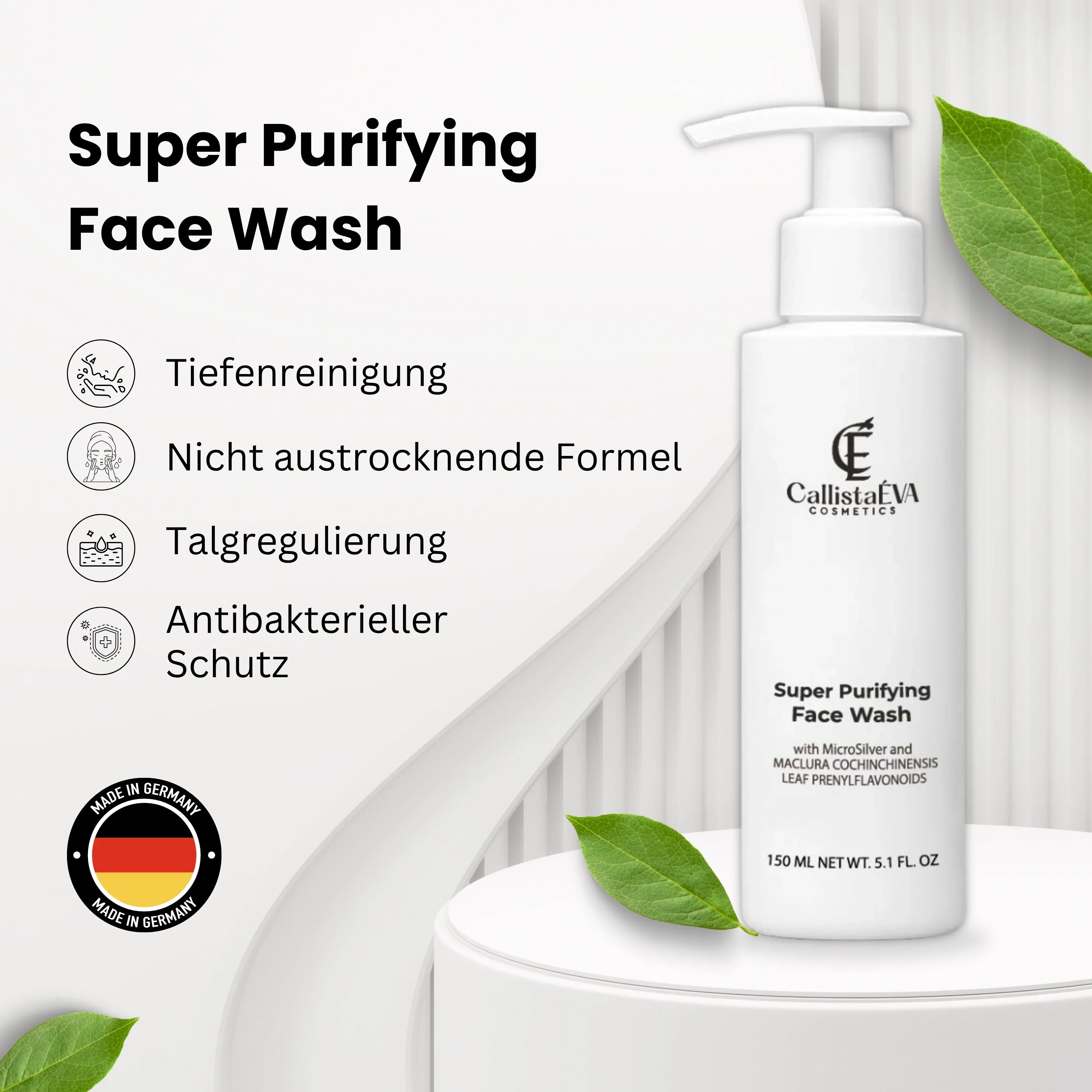 CallistaÉVA Super Purifying Face Wash – MicroSilver™ & Maclura Leaf for Oily, Acne-Prone Skin
