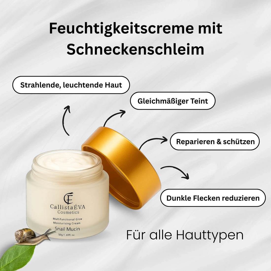 Snail Mucin Face Cream – Hydration, Anti-Aging & Skin Repair with Hyaluronic Acid & Peptides