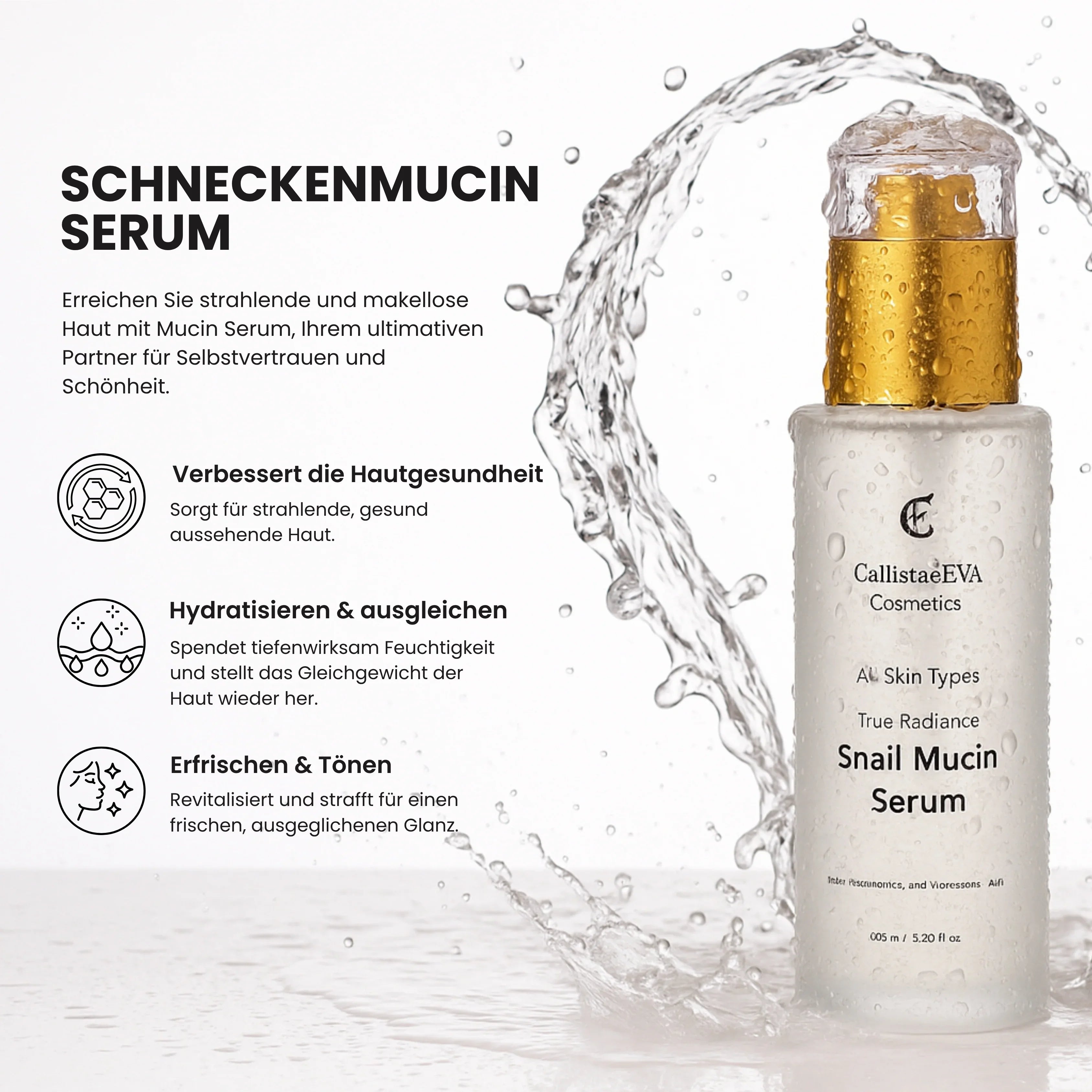 CallistaÉVA Snail Mucin Hydrating Face Serum - Niacinamide and Tranexamic Acid