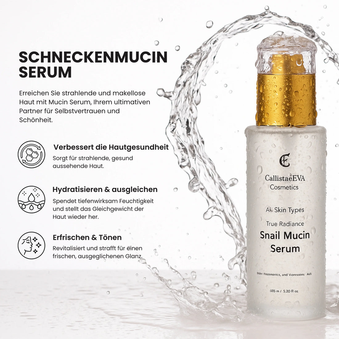 CallistaÉVA Snail Mucin Hydrating Face Serum - Niacinamide and Tranexamic Acid