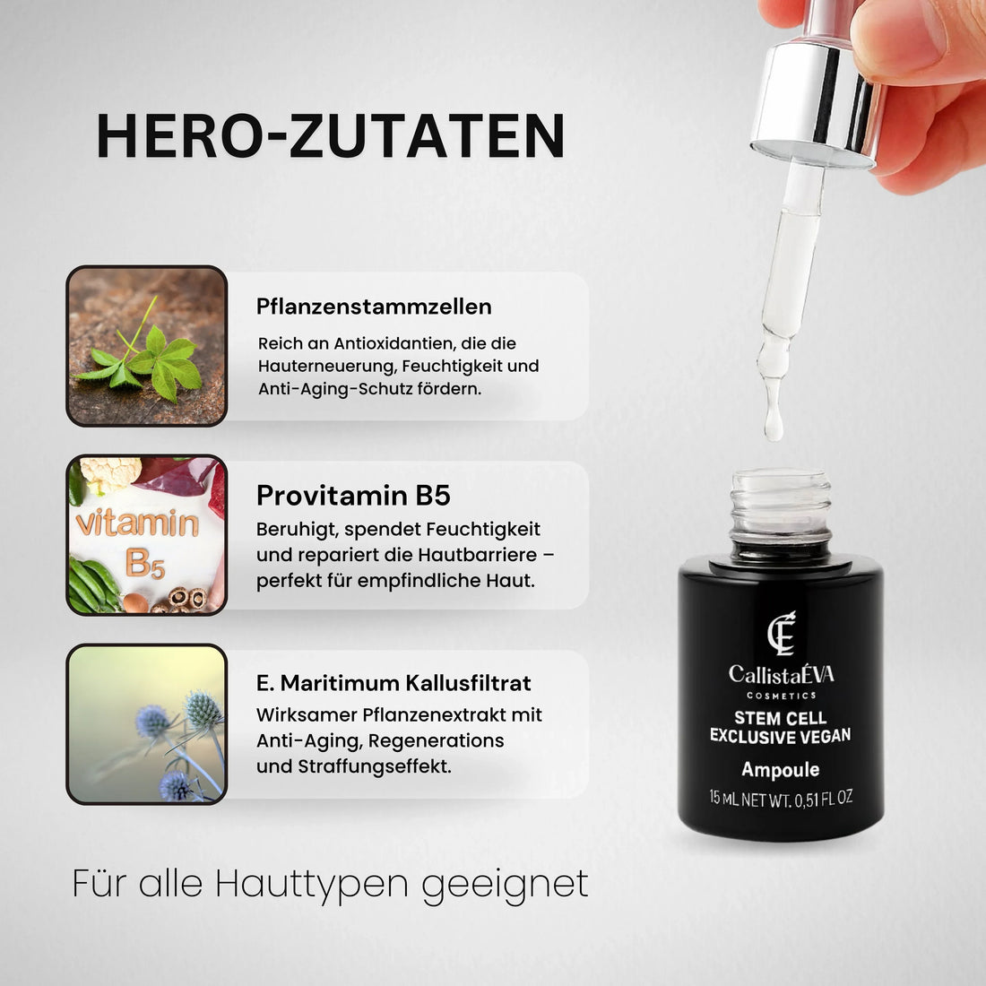 CallistaÉVA Stem Cell Exclusive Vegan Ampoule – Alpine Rose Stem Cells & Peptides for Firm-Radiant Skin
