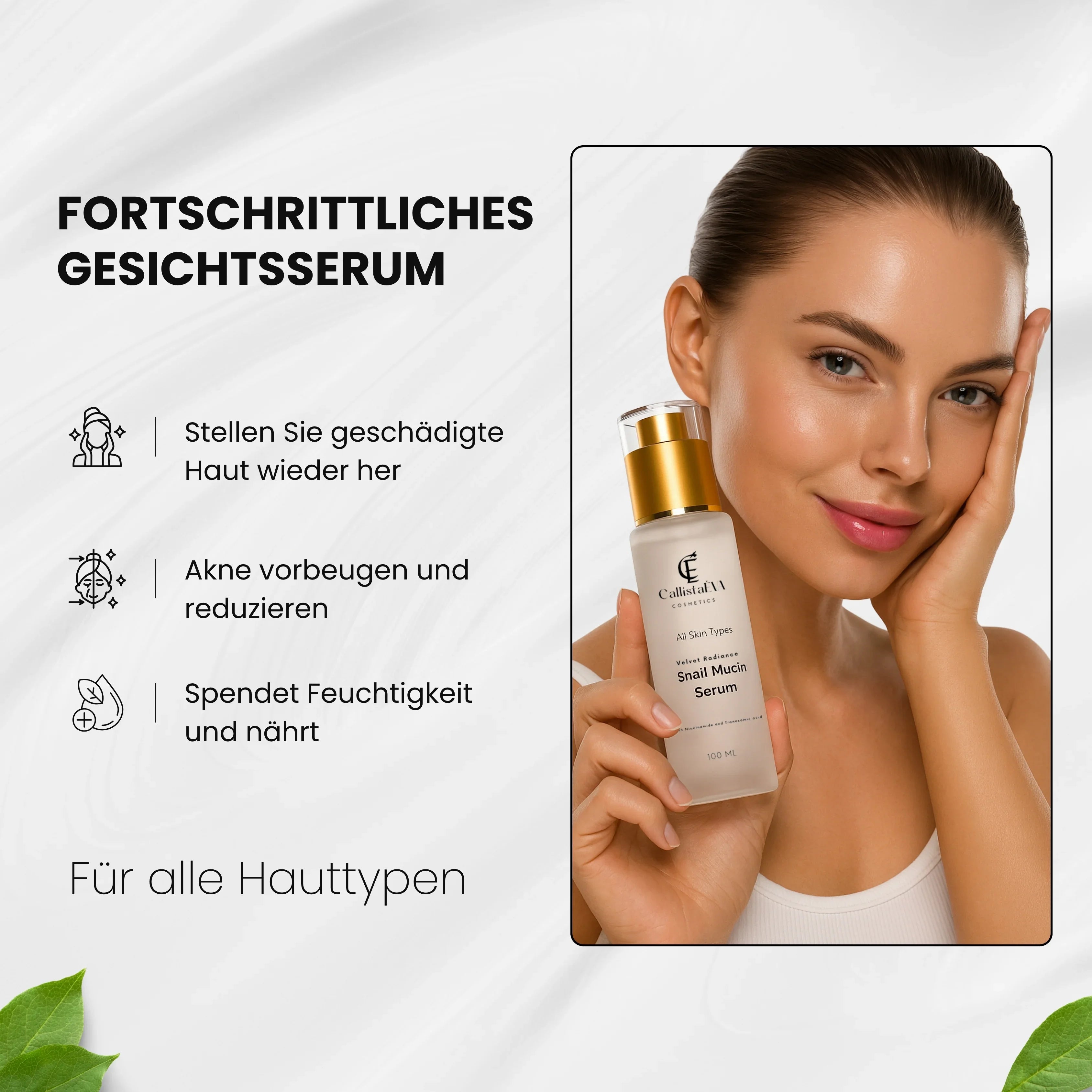 CallistaÉVA Snail Mucin Hydrating Face Serum - Niacinamide and Tranexamic Acid