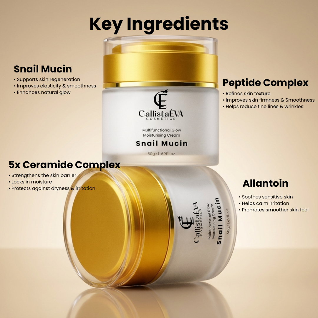 Snail Mucin Cream with Ceramides & Peptides – Hydrating Barrier Repair, Anti-Aging Moisturizer- 50g