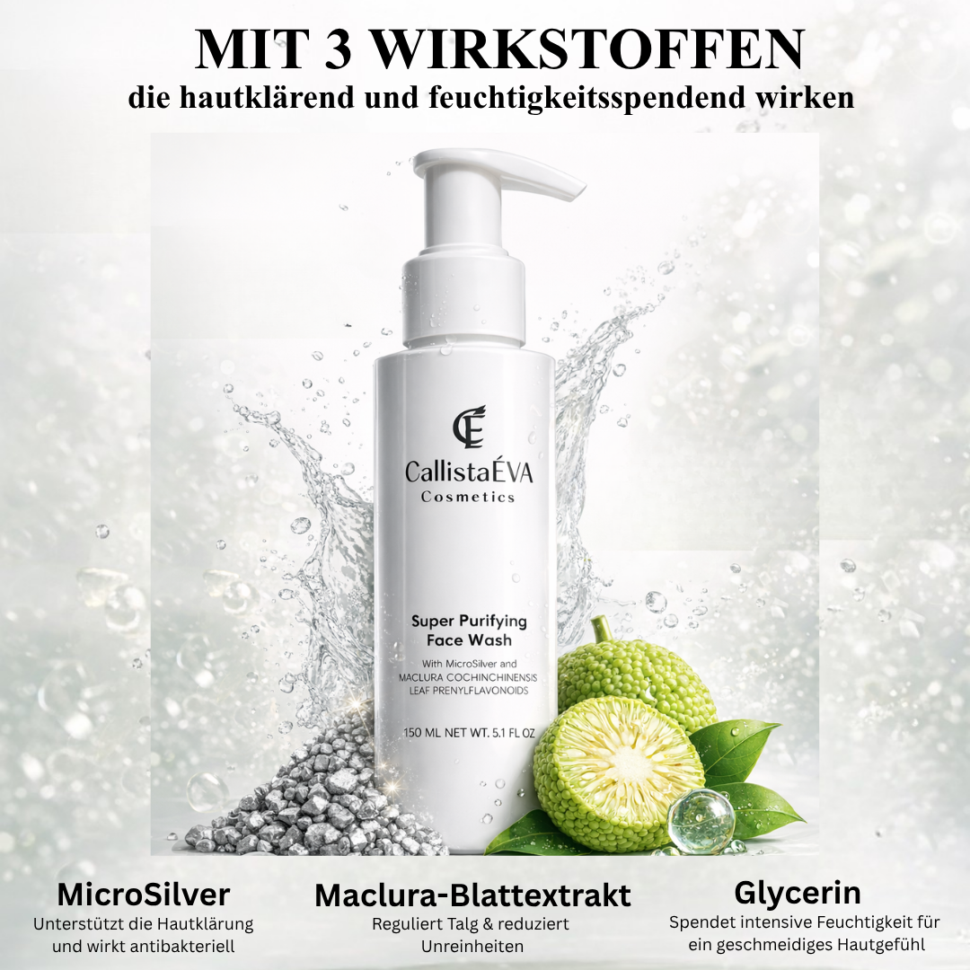 Super Purifying Face Wash – MicroSilver™ & Maclura Leaf for Impure, Oily, Acne-Prone Skin, & Sensitive Skin (150ml)