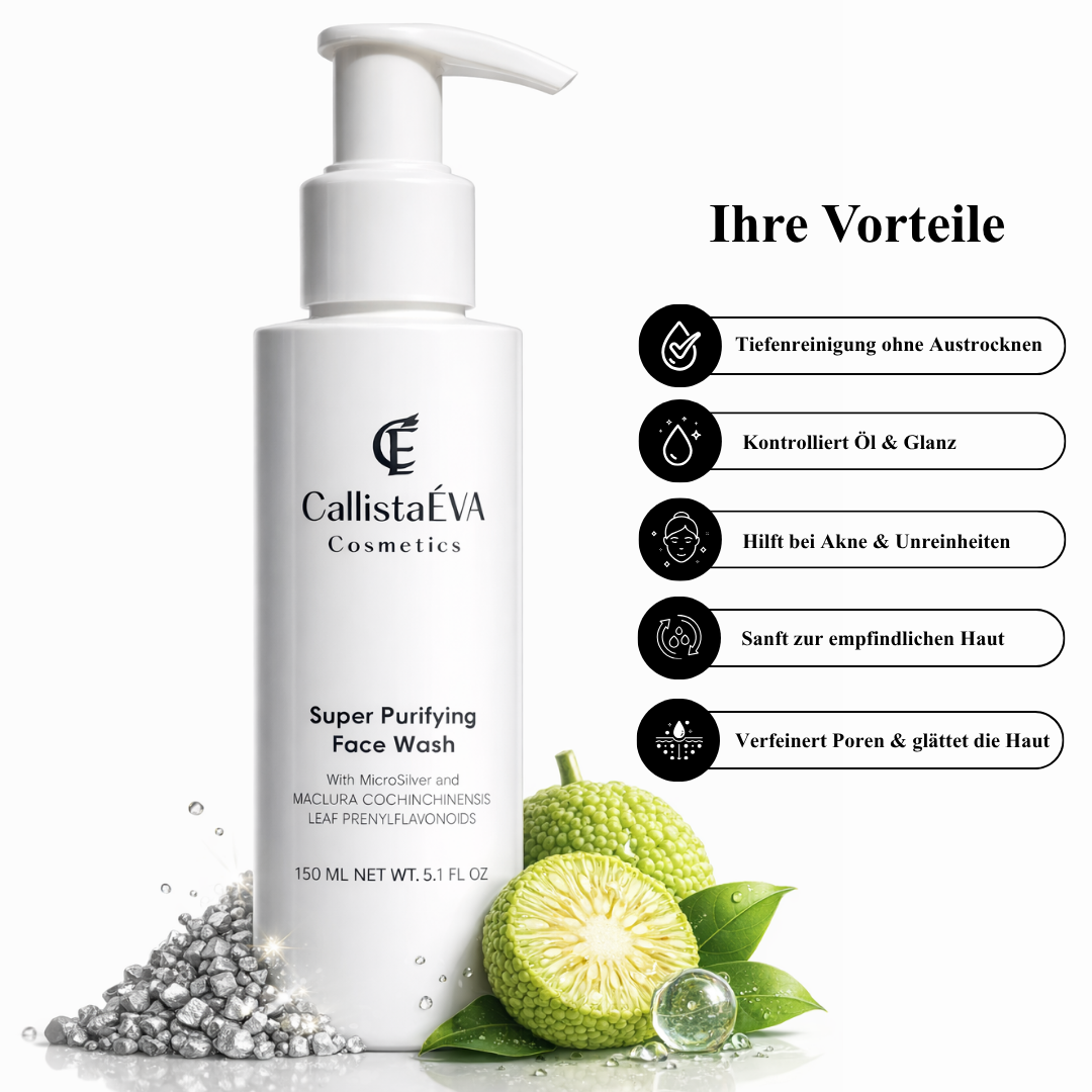 Super Purifying Face Wash – MicroSilver™ & Maclura Leaf for Impure, Oily, Acne-Prone Skin, & Sensitive Skin (150ml)
