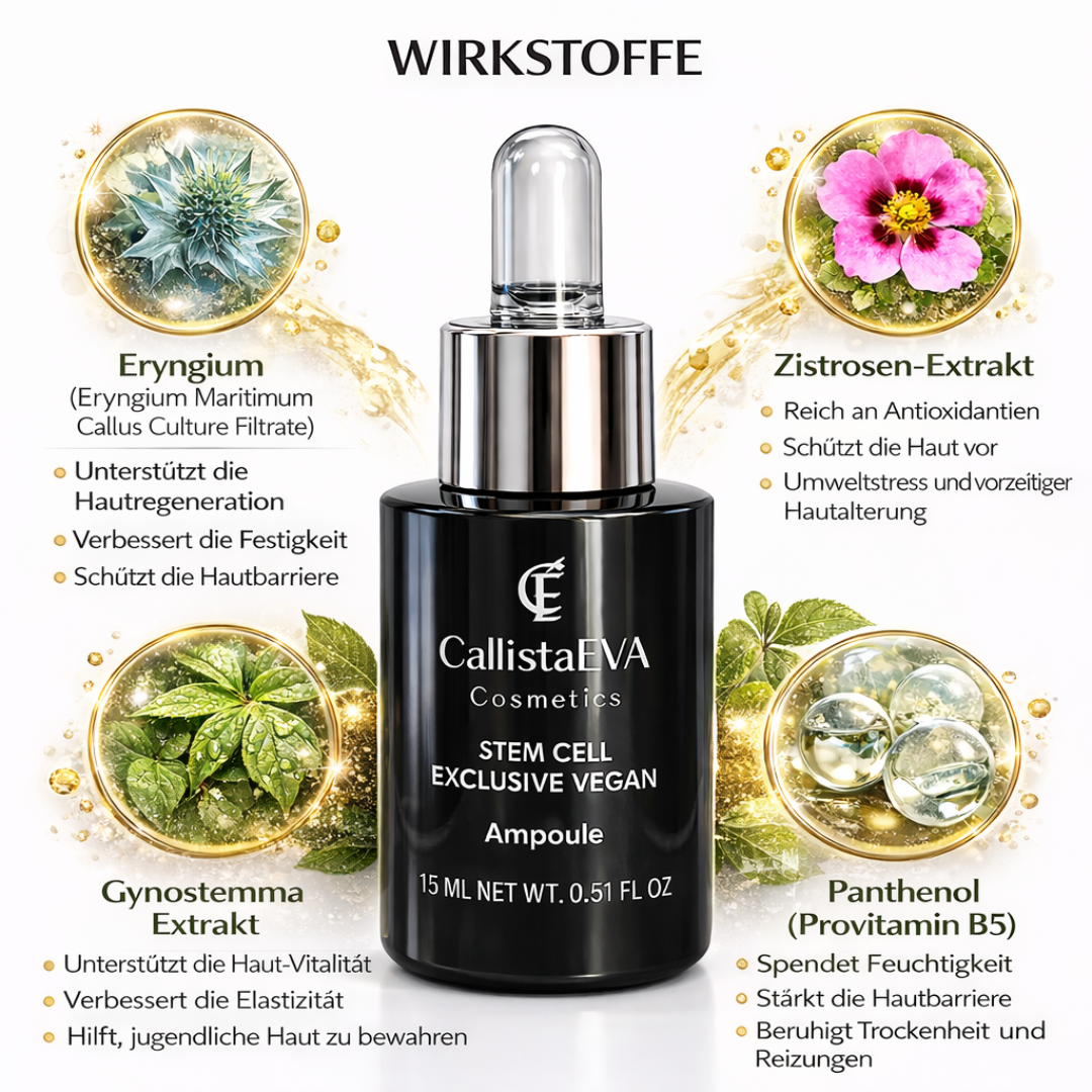 CallistaÉVA Stem Cell Exclusive Vegan Ampoule – Alpine Rose Stem Cells & Peptides for Firm-Radiant Skin